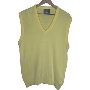 Jantzen Mens Bright Yellow Sleeveless V-neck Sweater Vest Size L Vintage USA